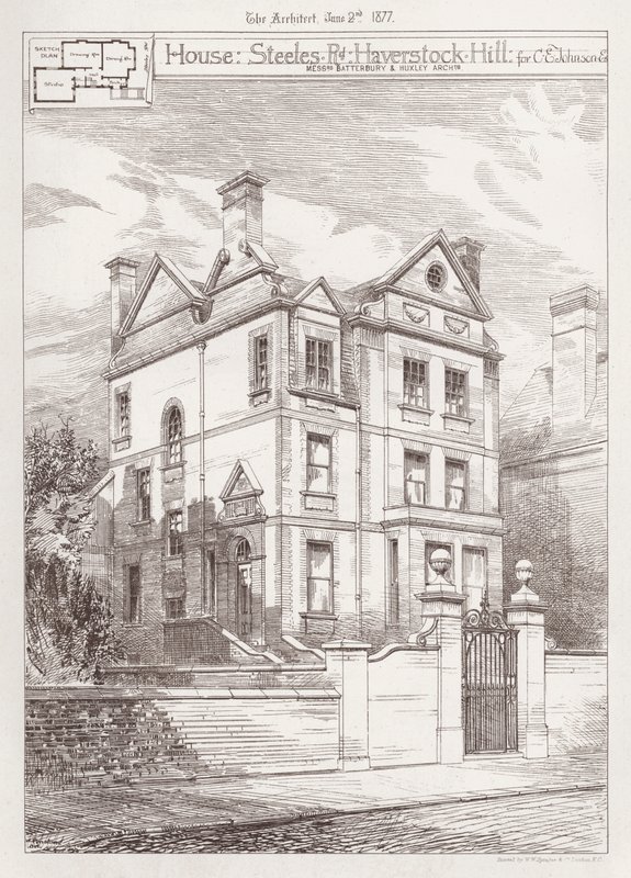 House, Steeles Road, Haverstock Hill, para C E Johnson (gravura) de English School