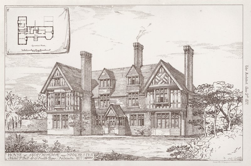 Casa em Northenden perto de Manchester (gravura) de English School