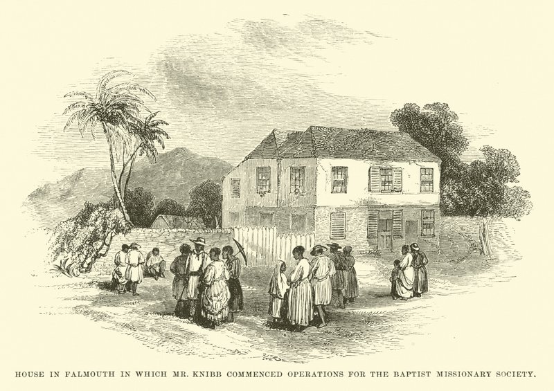 Casa em Falmouth em que o Sr. Knibb iniciou operações para a Sociedade Missionária Batista de English School
