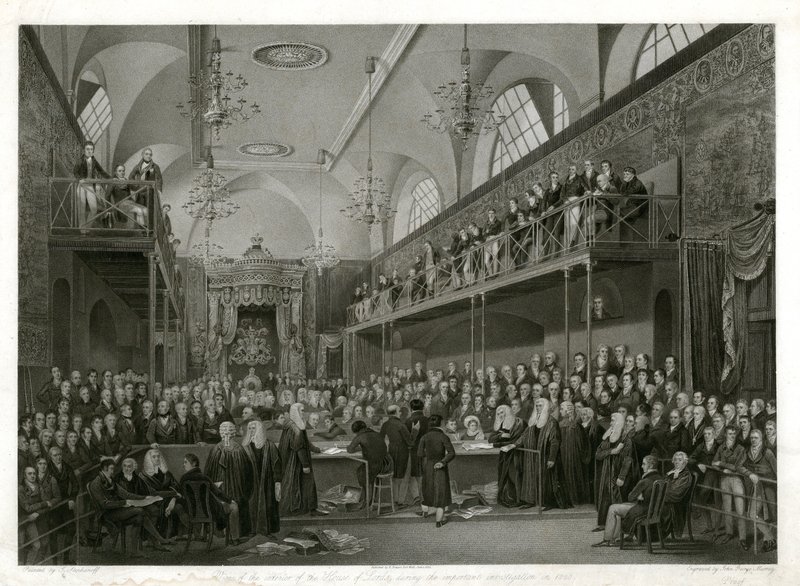 Câmara dos Lordes durante a importante investigação em 1820 de English School