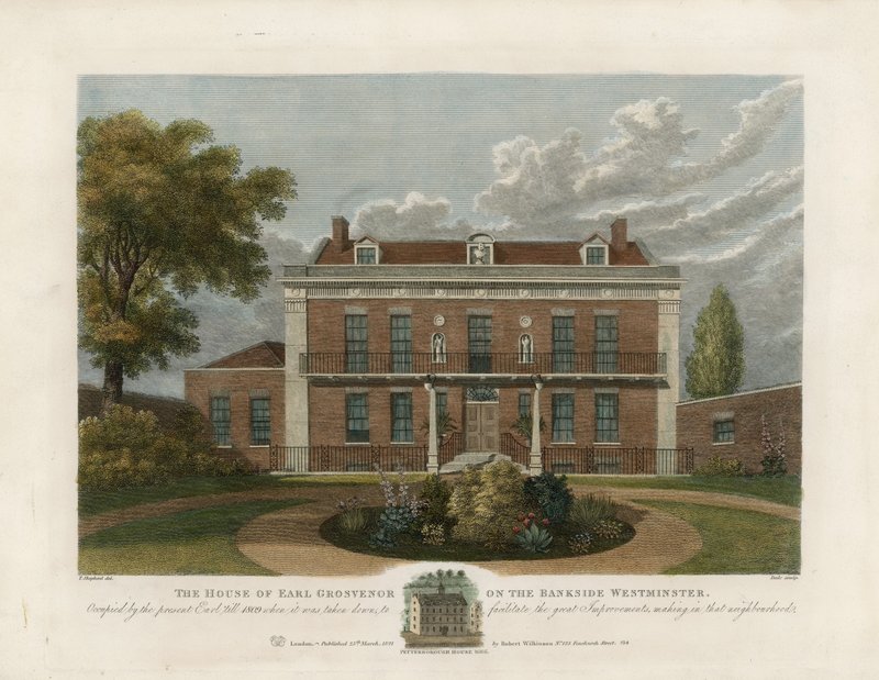 Casa do Conde Grosvenor no Bankside, Westminster. Retirado em 1809 de English School