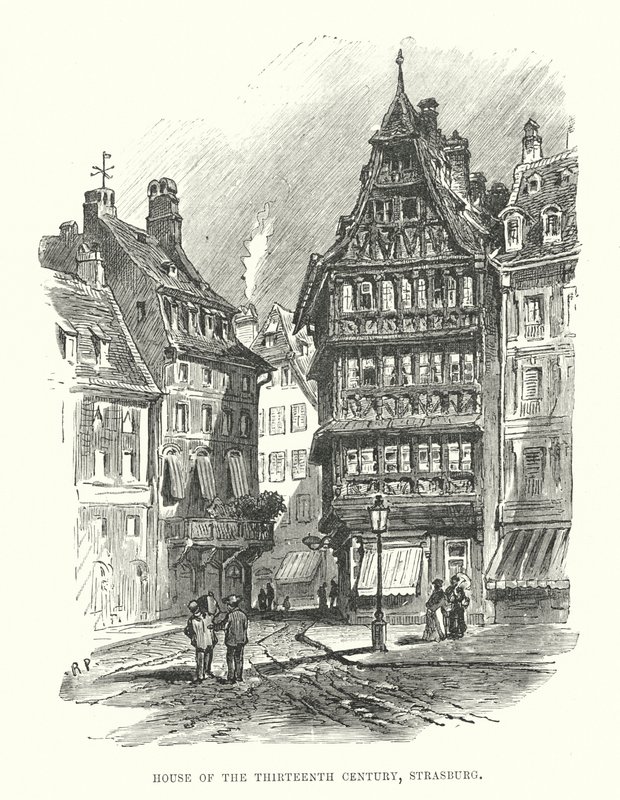 Casa do Século XIII, Estrasburgo (gravura) de English School