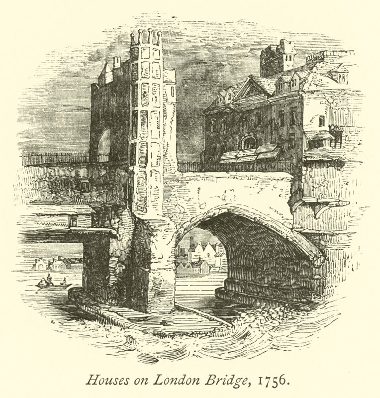 Casas na ponte de Londres, 1756 de English School