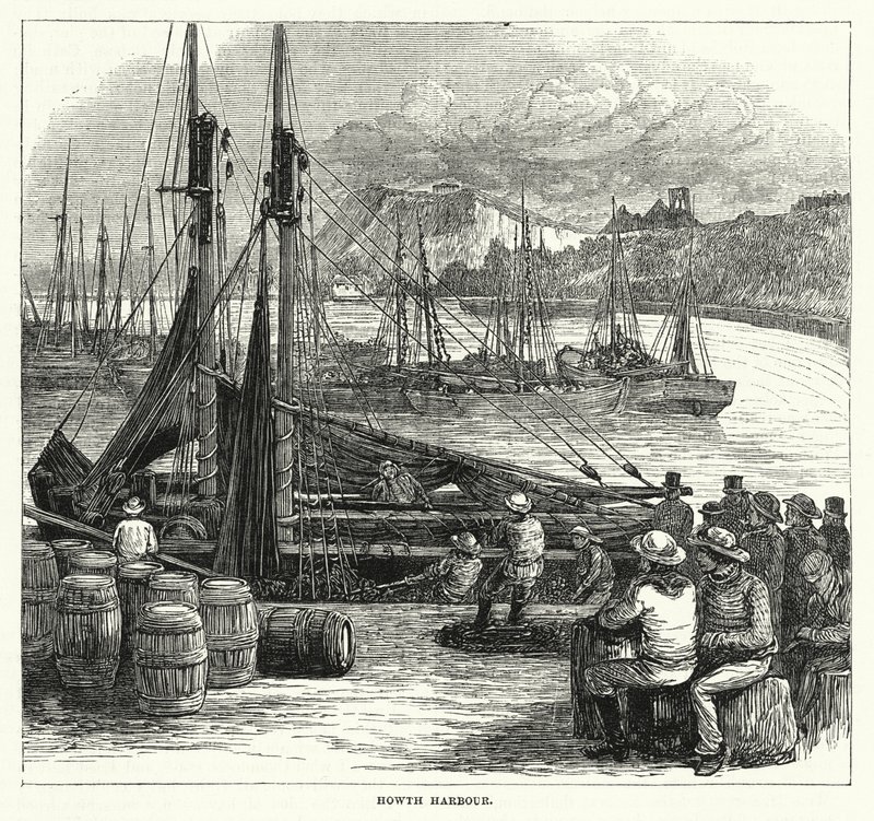Howth Harbour (gravura) de English School