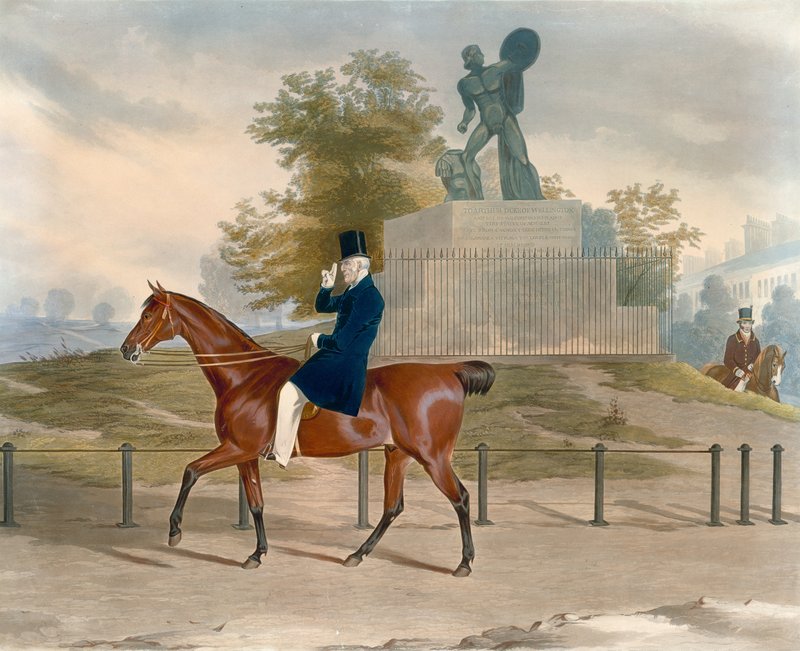 Hyde Park, Londres, com a estátua de Aquiles dedicada ao Duque de Wellington de English School