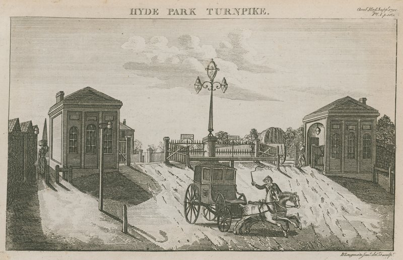 Hyde Park Turnpike, canto de Hyde Park, Londres de English School