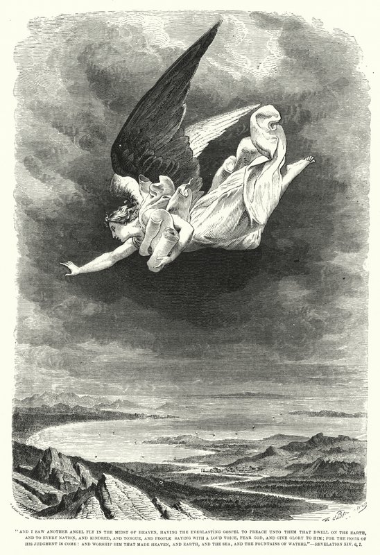 Eu vi outro anjo voar no meio do céu, Apocalipse XIV, 6, 7 (gravura) de English School