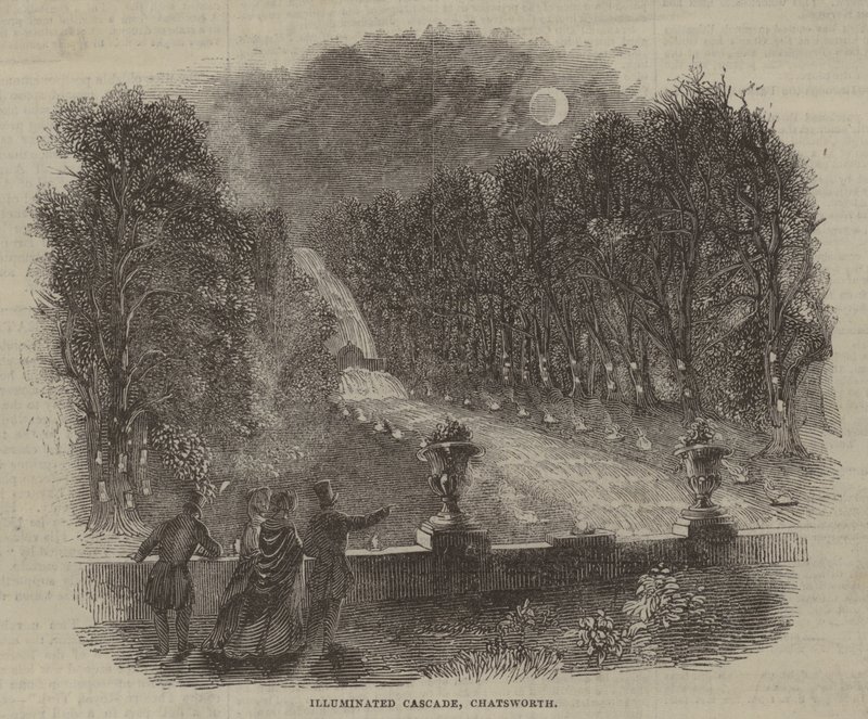 Cascata iluminada, Chatsworth de English School