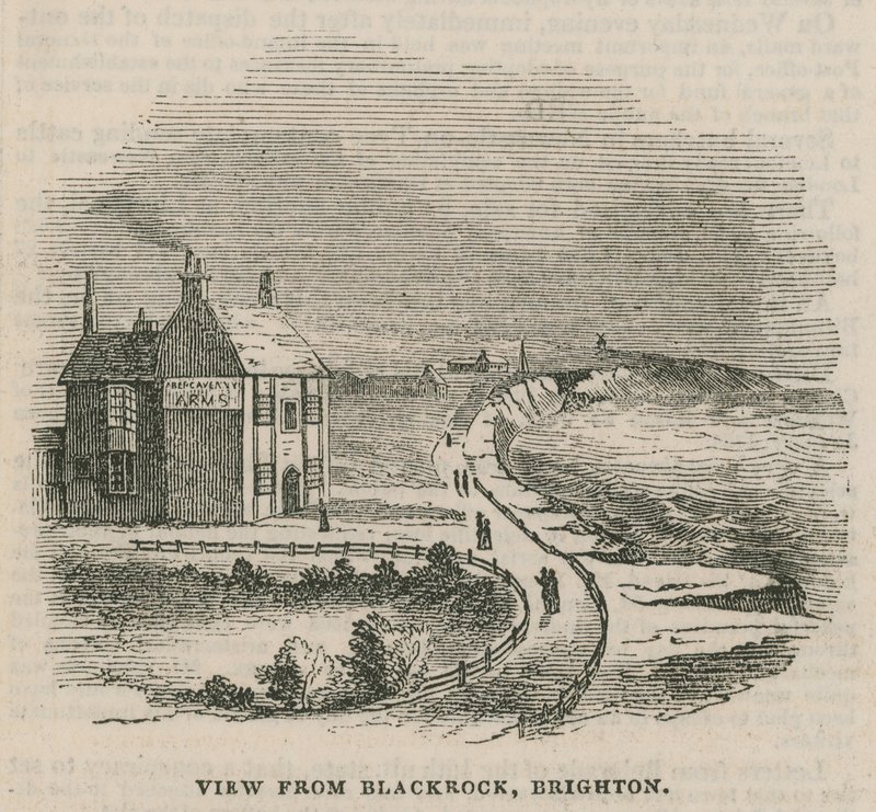 Ilustração retratando o desabamento de terras em Brighton de English School