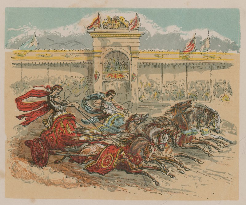 Ilustração, descrevendo, dois, chariots de English School