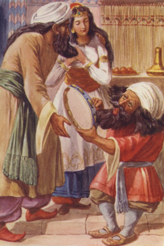 Ilustração para Ali Babá e os Quarenta Ladrões (cor litho) de English School