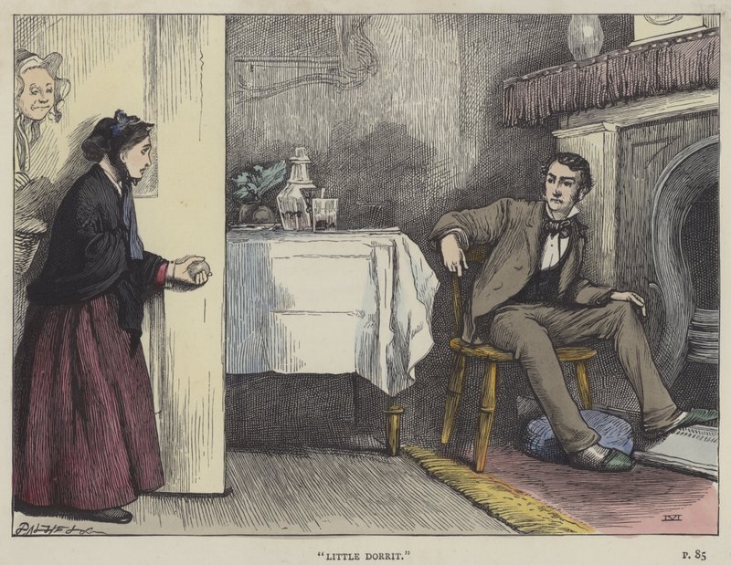 Ilustração para Little Dorrit (gravura colorida) de English School