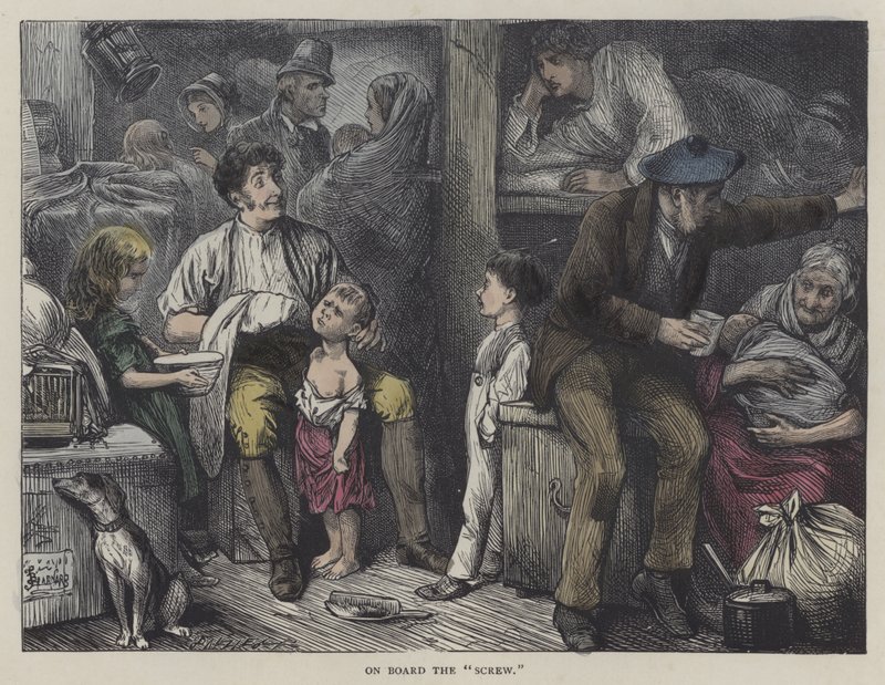 Ilustração para Martin Chuzzlewit (gravação a cores) de English School