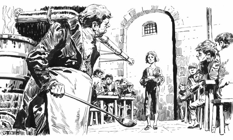 Ilustração para Oliver Twist de Charles Dickens (caneta e tinta) de English School