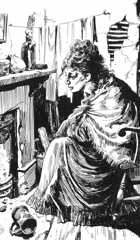 Ilustração para Oliver Twist de Charles Dickens (caneta e tinta) de English School