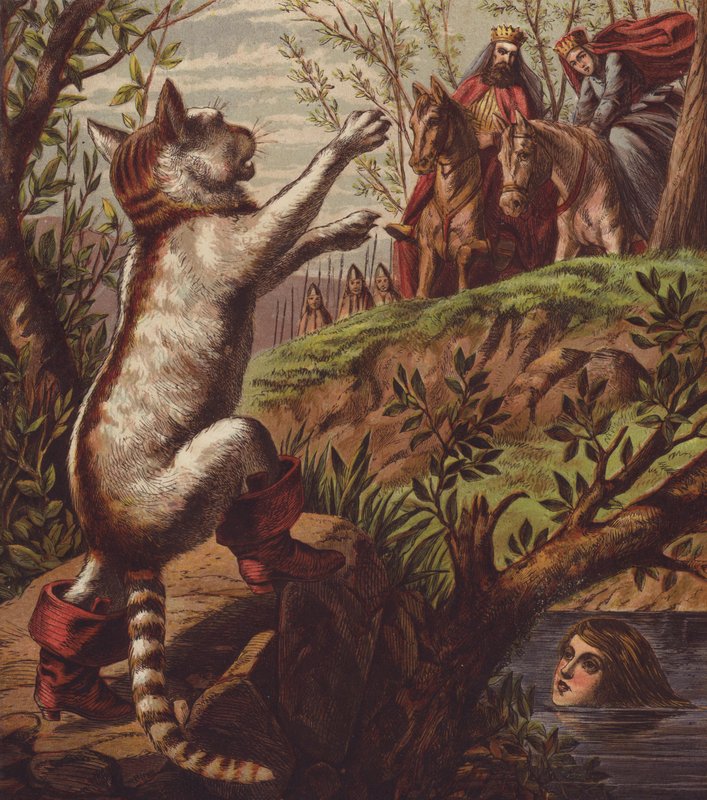 Ilustração para o Gato de Botas (lito a cores) de English School