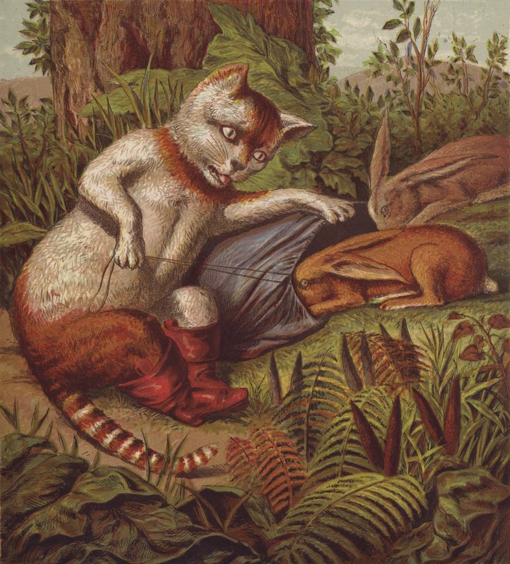Ilustração para o Gato de Botas (lito a cores) de English School
