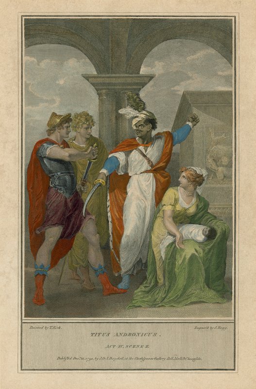 Ilustração para Shakespeares Titus Andronicus, Acto IV, Cena 2 (gravura a cores) de English School