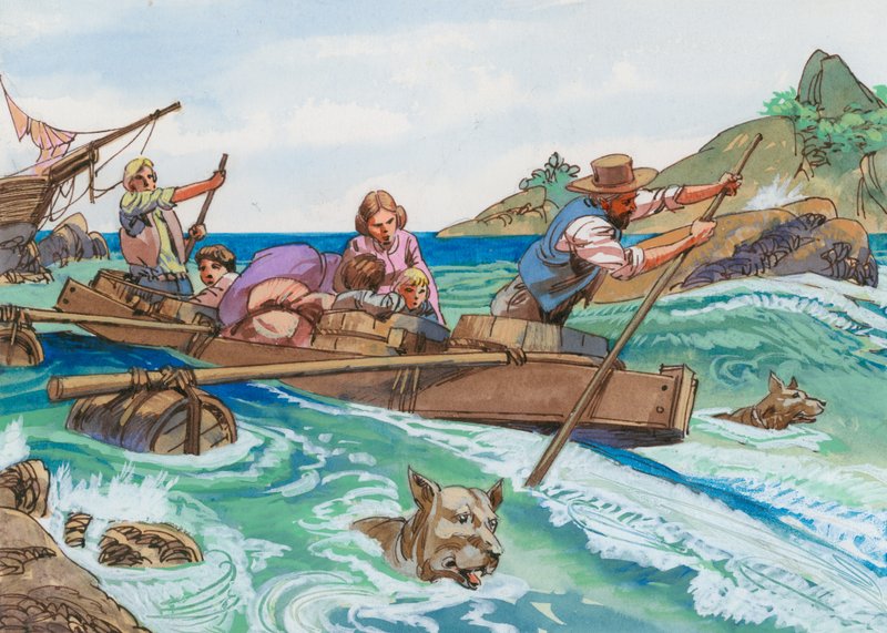 Ilustração para a família suíça Robinson de English School