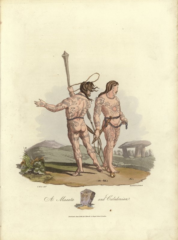 Ilustração para o traje dos habitantes originais das ilhas britânicas de English School