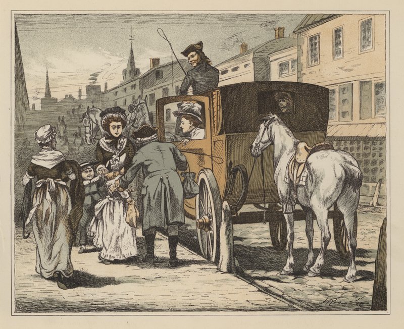 Ilustração para The Diverting History of John Gilpin de William Cowper (cor litho) de English School