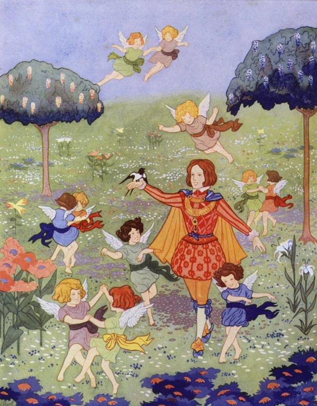 Ilustração para O Príncipe Feliz de Oscar Wilde (lito colorido) de English School
