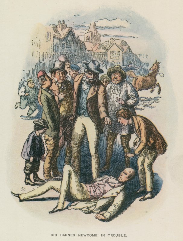 Ilustração para The Newcomes por Thackeray (lito) de English School