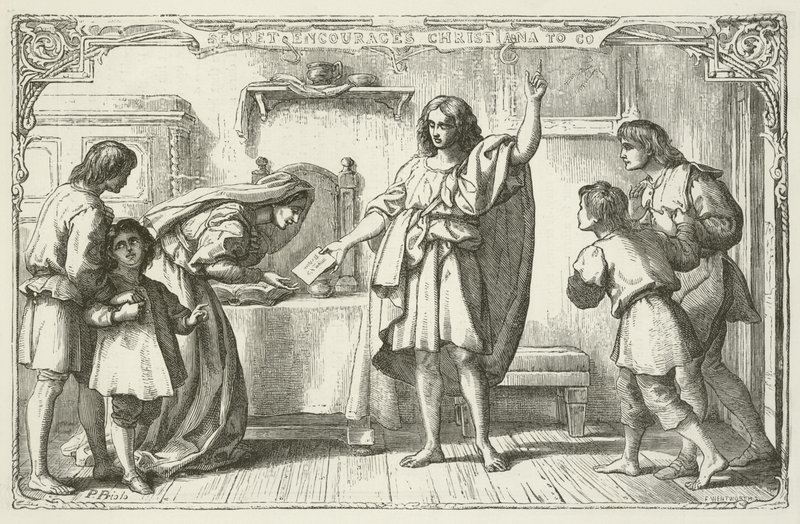 Ilustração para o progresso dos peregrinos por John Bunyan de English School