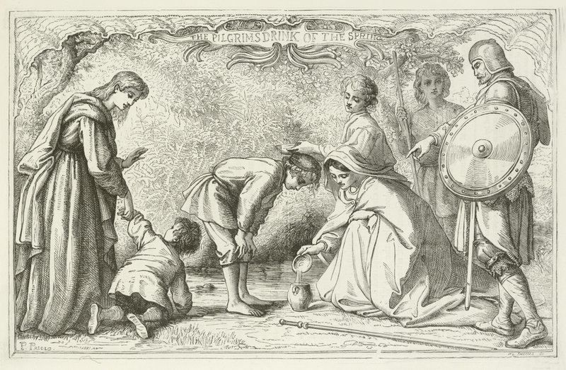 Ilustração para o progresso dos peregrinos por John Bunyan de English School