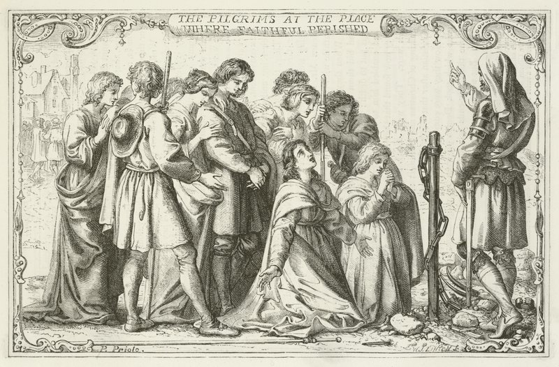 Ilustração para o progresso dos peregrinos por John Bunyan de English School