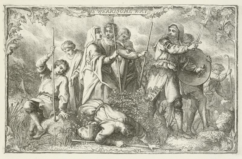 Ilustração para o progresso dos peregrinos por John Bunyan de English School