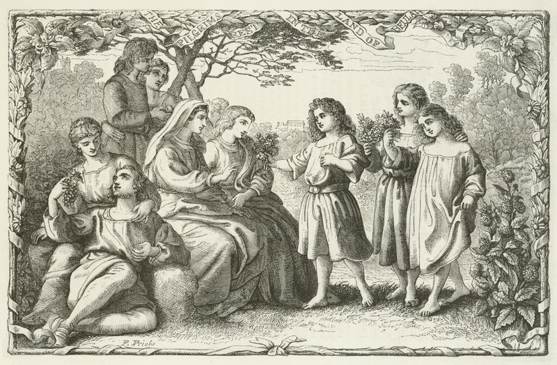 Ilustração para o progresso dos peregrinos por John Bunyan de English School