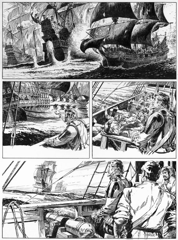 Ilustração para Westward Ho! de Charles Kingsley (caneta e tinta) de English School