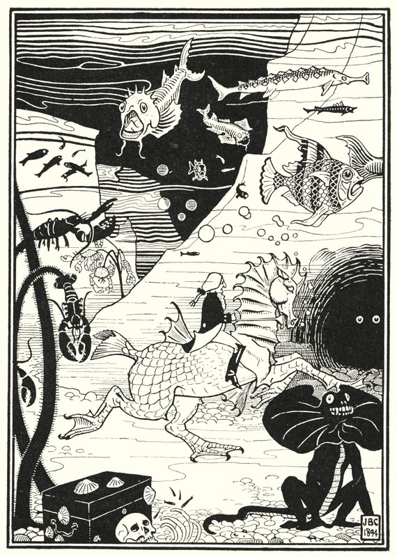 Ilustração para as Aventuras do Barão Munchausen (gravura) de English School