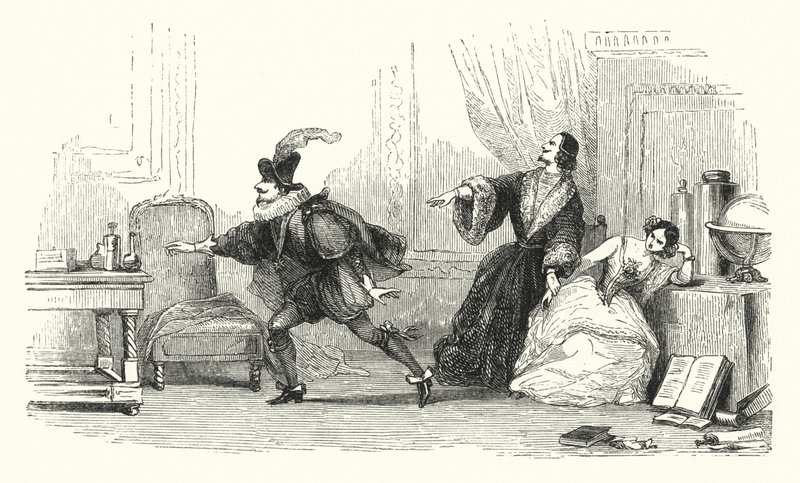 Ilustração para o bailado "Le Diable boiteux", ou "O Diabo em duas varas" (gravura) de English School