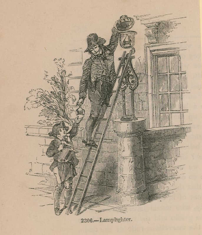 Ilustração, de, um, lamplighter de English School