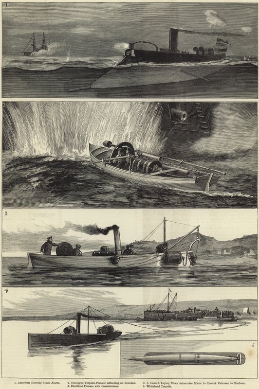 Ilustrações de guerra de torpedos de English School