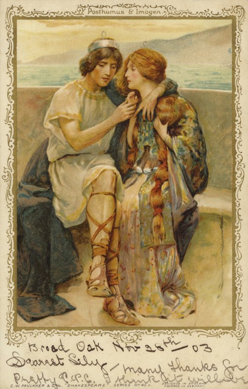 Imogen e Posthumus de William Shakespeares tocam, Cymbeline de English School