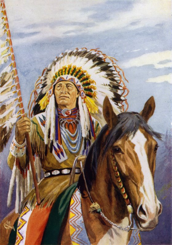 Em Full War-Paint (cor litho) de English School
