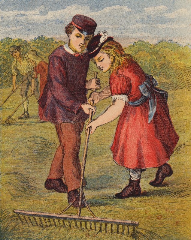 No campo de feno (litografia a cores) de English School