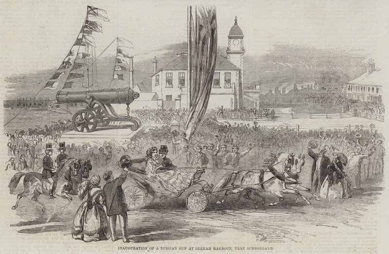 Inauguração de uma arma russa no porto de Seaham, perto de Sunderland de English School