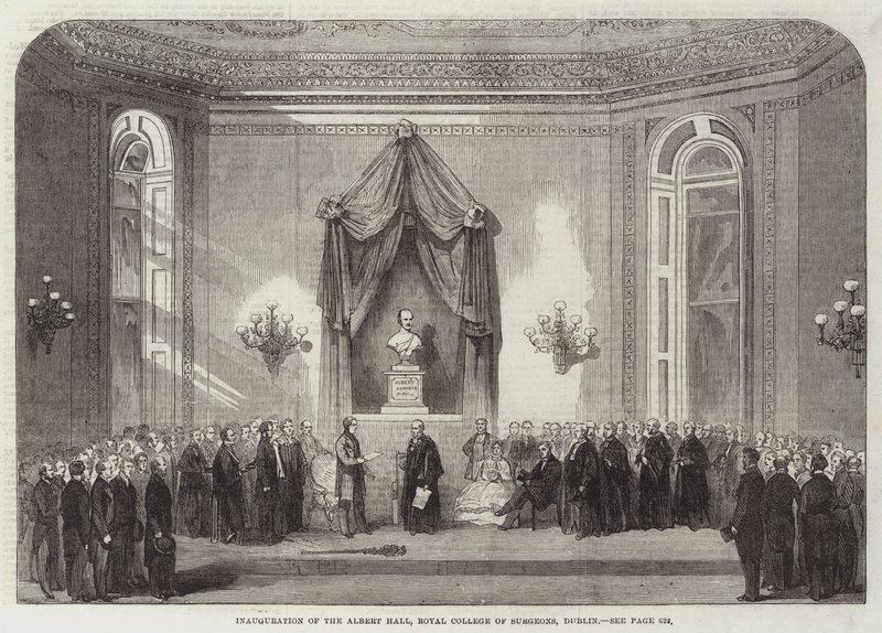 Inauguração do Albert Hall, Royal College of Surgeons, Dublin (gravura) de English School