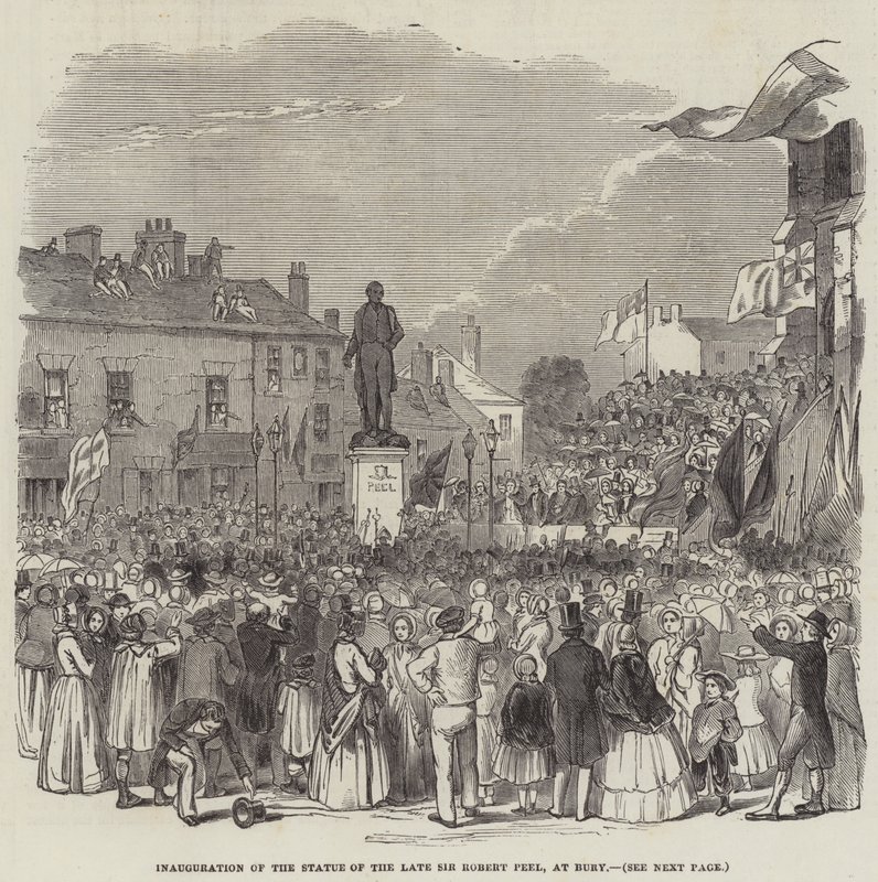 Inauguração da Estátua do falecido Sir Robert Peel, em Bury (gravura) de English School