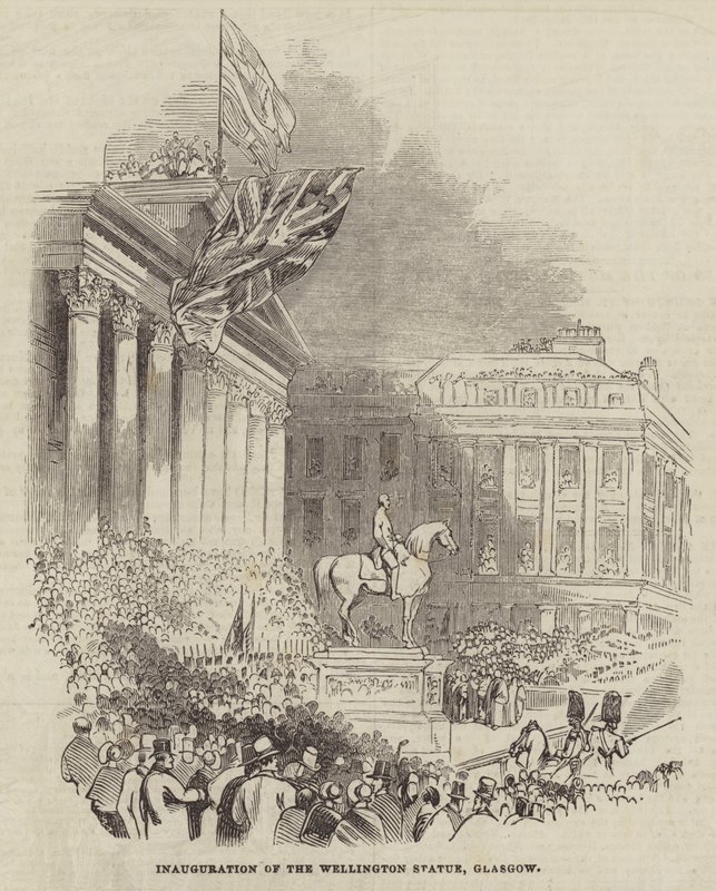 Inauguração da Estátua de Wellington, Glasgow (gravura) de English School