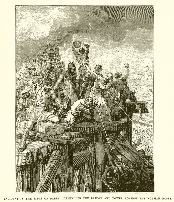 Incidente no cerco de Paris: Defendendo a ponte e a torre contra os anfitriões normandos de English School