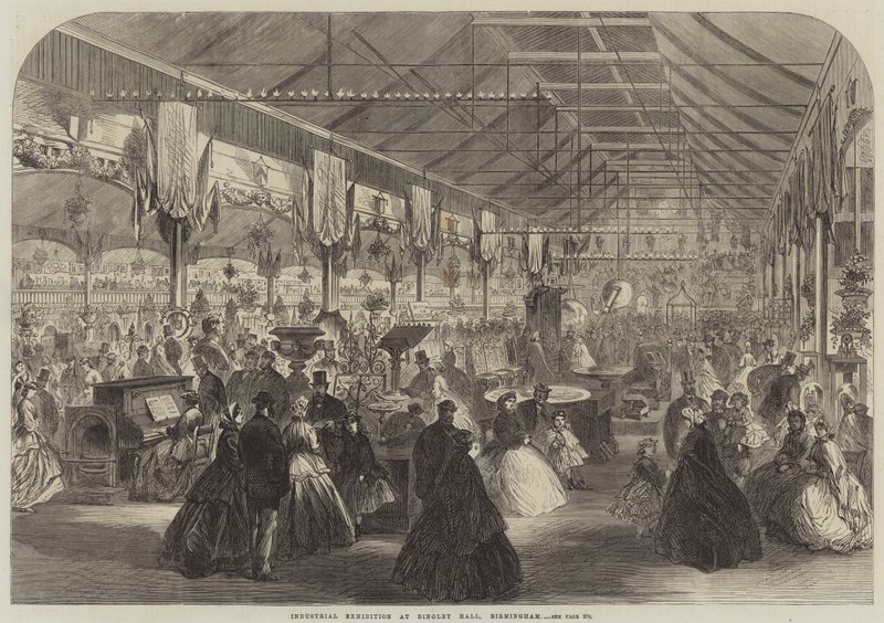 Exposição Industrial no Bingley Hall, Birmingham (gravura) de English School