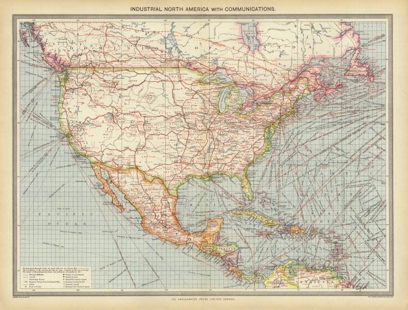 América do Norte industrial com comunicações (cor litho) de English School