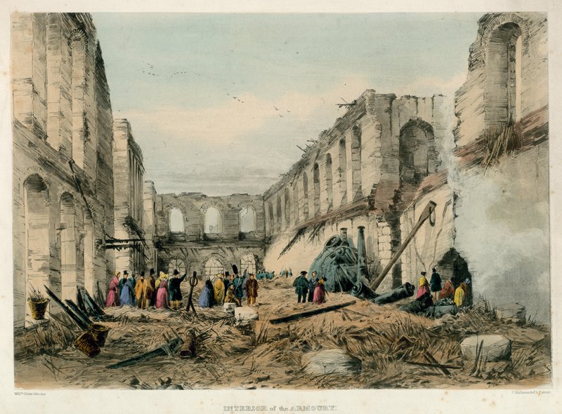 Interior, de, arsenal, torre, de, londres, fogo, 1841 de English School