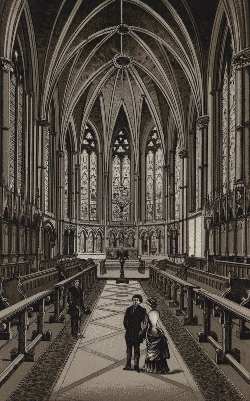 Interior da Capela do Exeter College, Oxford (litho) de English School