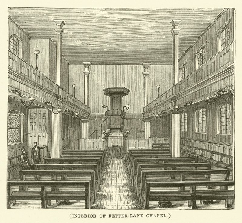 Interior da capela de Fetter-Lane (gravura) de English School